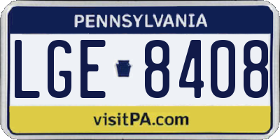 PA license plate LGE8408