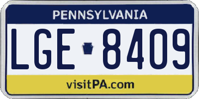 PA license plate LGE8409