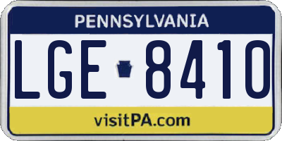 PA license plate LGE8410