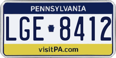 PA license plate LGE8412