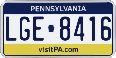 PA license plate LGE8416