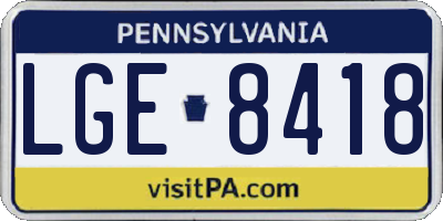 PA license plate LGE8418
