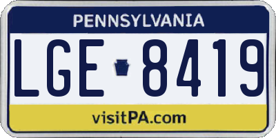 PA license plate LGE8419