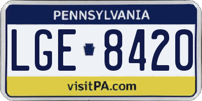 PA license plate LGE8420