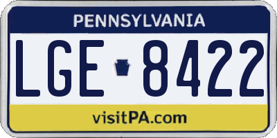 PA license plate LGE8422