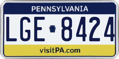 PA license plate LGE8424