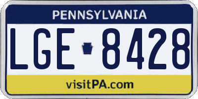 PA license plate LGE8428
