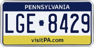 PA license plate LGE8429