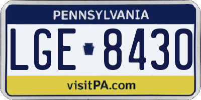 PA license plate LGE8430
