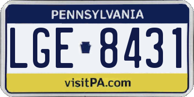 PA license plate LGE8431