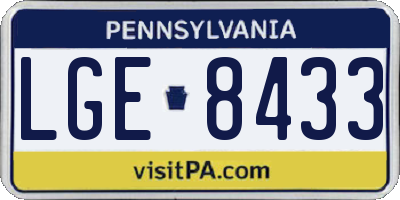 PA license plate LGE8433