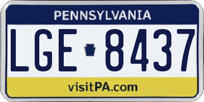 PA license plate LGE8437