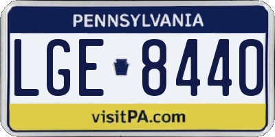 PA license plate LGE8440