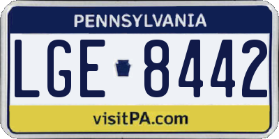 PA license plate LGE8442