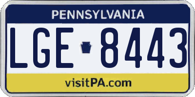 PA license plate LGE8443