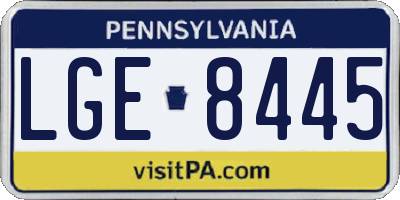 PA license plate LGE8445