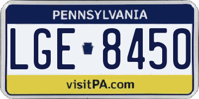 PA license plate LGE8450