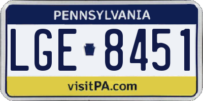 PA license plate LGE8451
