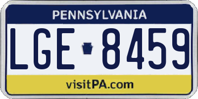 PA license plate LGE8459
