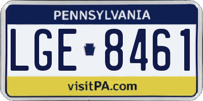 PA license plate LGE8461