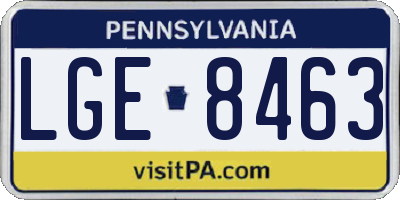 PA license plate LGE8463
