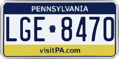 PA license plate LGE8470