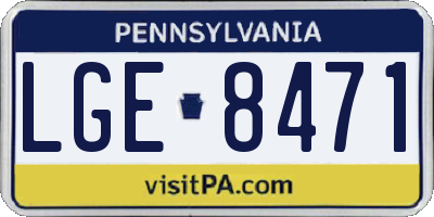 PA license plate LGE8471