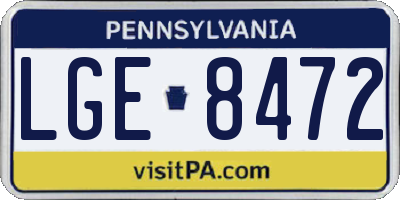 PA license plate LGE8472