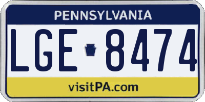 PA license plate LGE8474