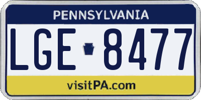 PA license plate LGE8477