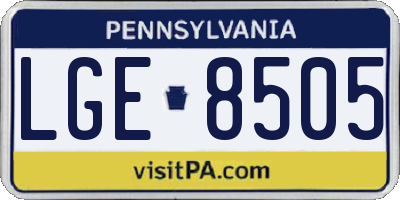 PA license plate LGE8505