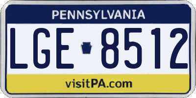 PA license plate LGE8512