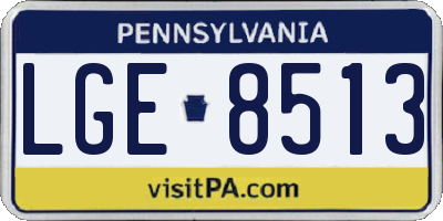 PA license plate LGE8513