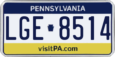 PA license plate LGE8514