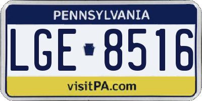 PA license plate LGE8516