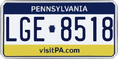 PA license plate LGE8518