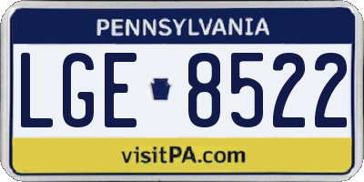 PA license plate LGE8522
