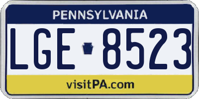 PA license plate LGE8523