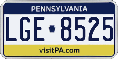 PA license plate LGE8525