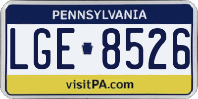 PA license plate LGE8526