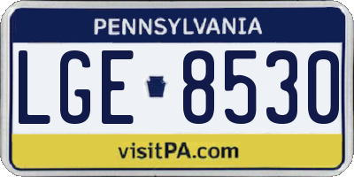 PA license plate LGE8530