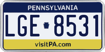 PA license plate LGE8531