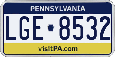 PA license plate LGE8532