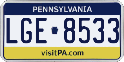 PA license plate LGE8533