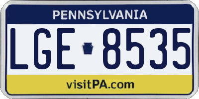 PA license plate LGE8535