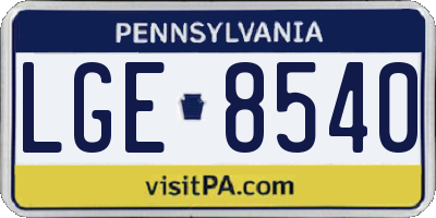 PA license plate LGE8540