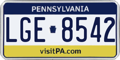 PA license plate LGE8542