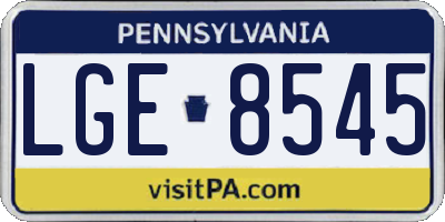 PA license plate LGE8545