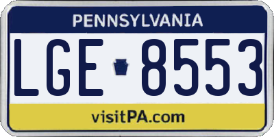 PA license plate LGE8553