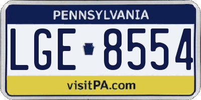 PA license plate LGE8554